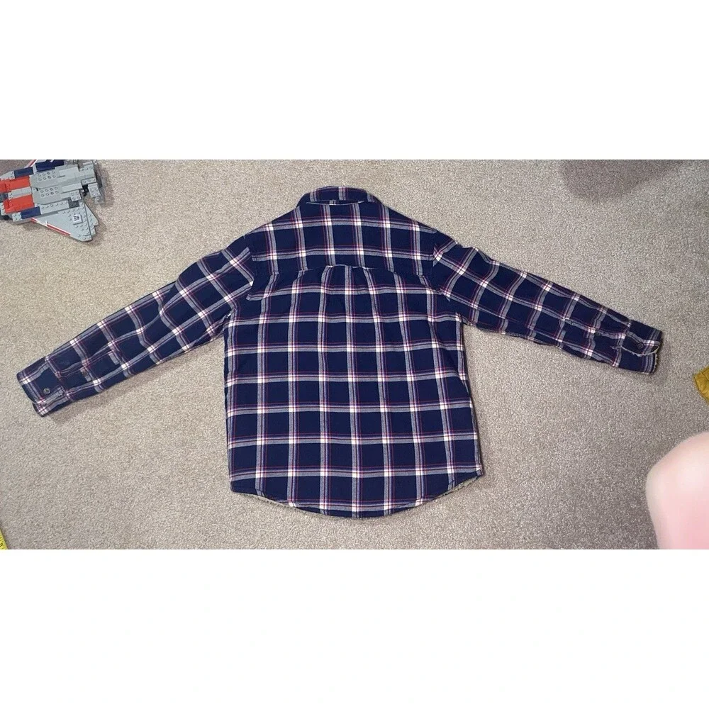 Cat & Jack Boys S 6/7 Blue Plaid Flannel Sherpa Lined Shirt Jacket Shacket